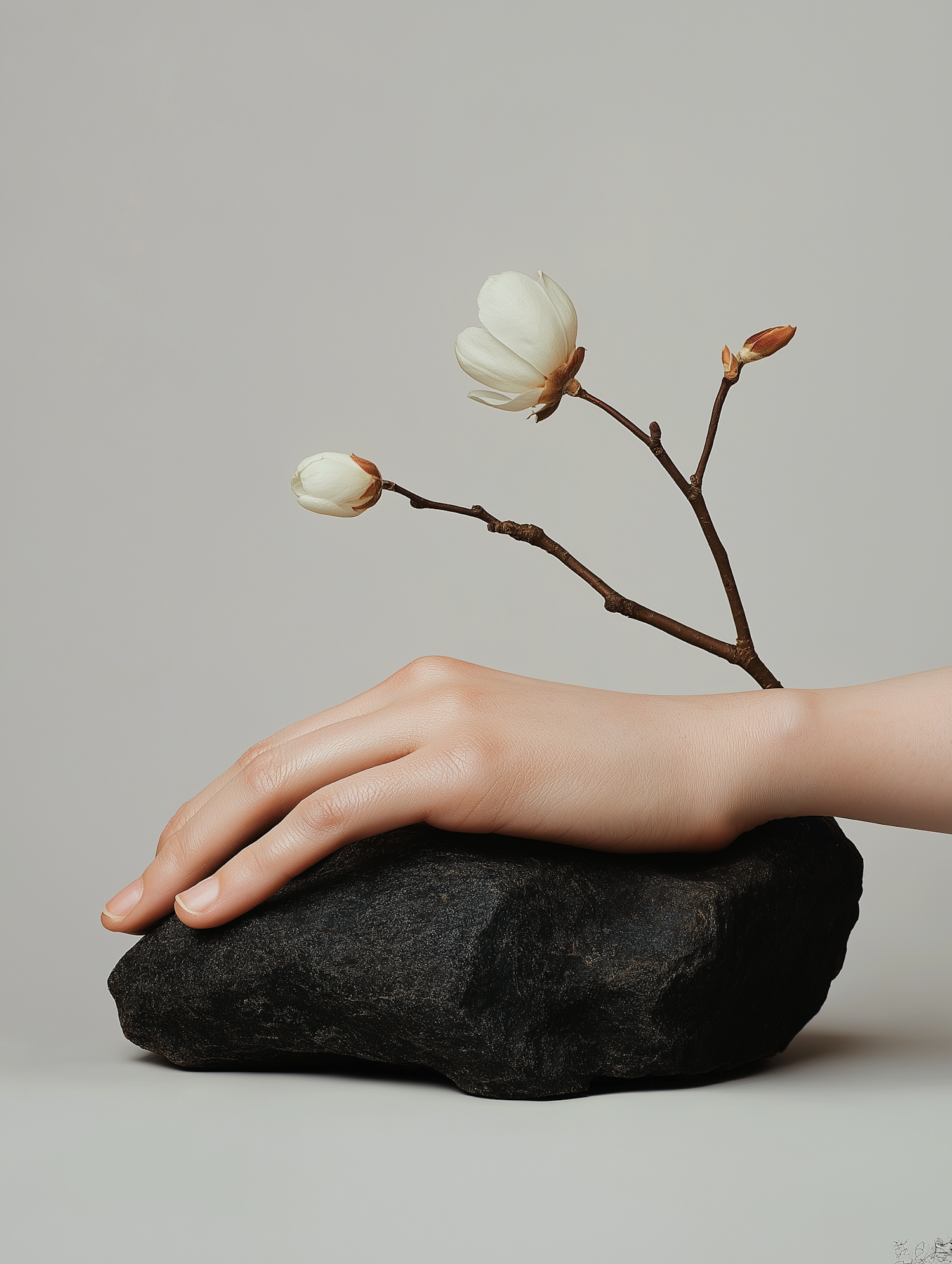 Hand and Magnolia Blossoms