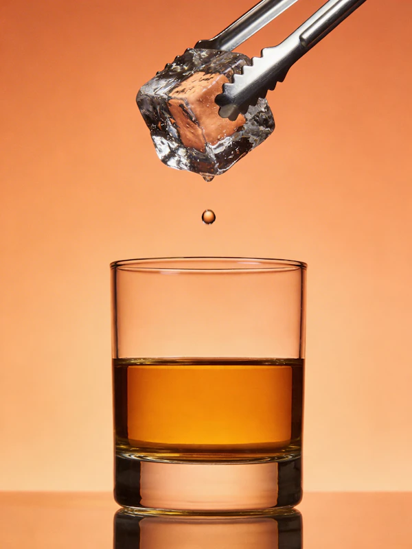 Whiskey and Ice Close-Up