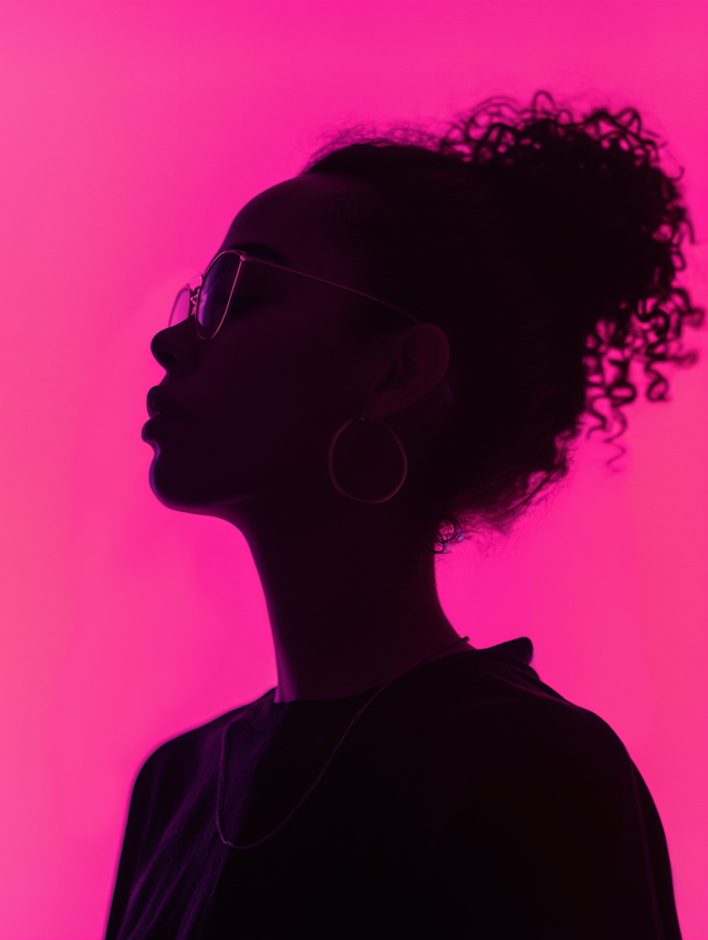 Contemplative Silhouette in Magenta