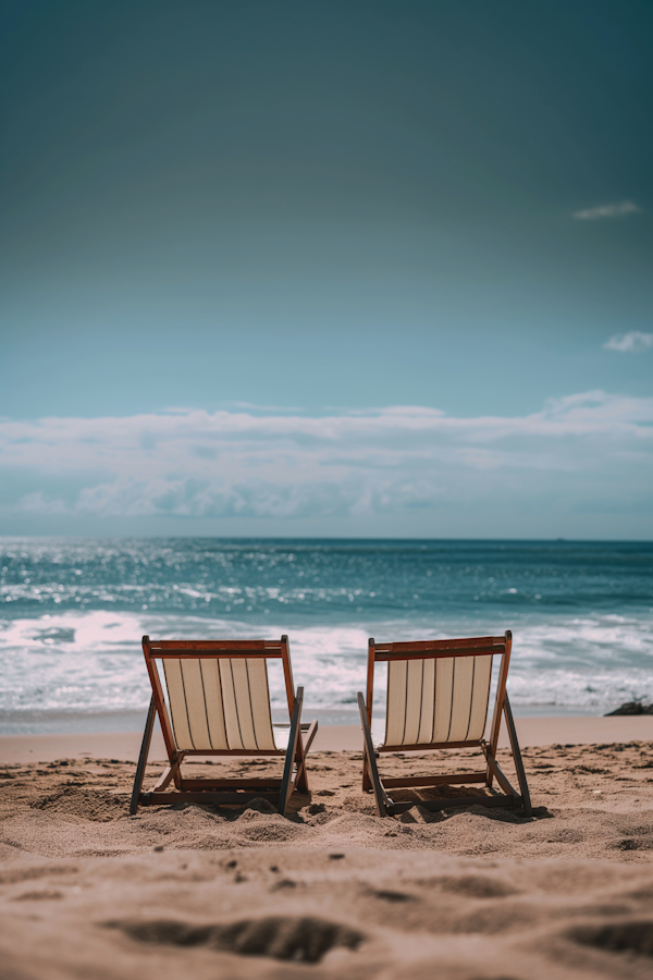 Tranquil Beach Chairs Facing the Ocean