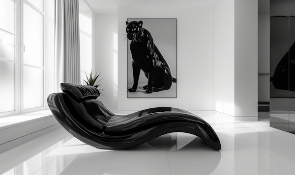 Modern Minimalist Interior with Panther Artwork