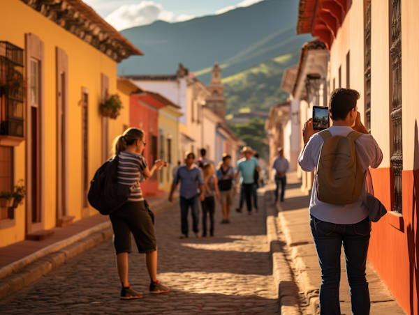 Golden Hour Photography on a Quaint Colonial Street