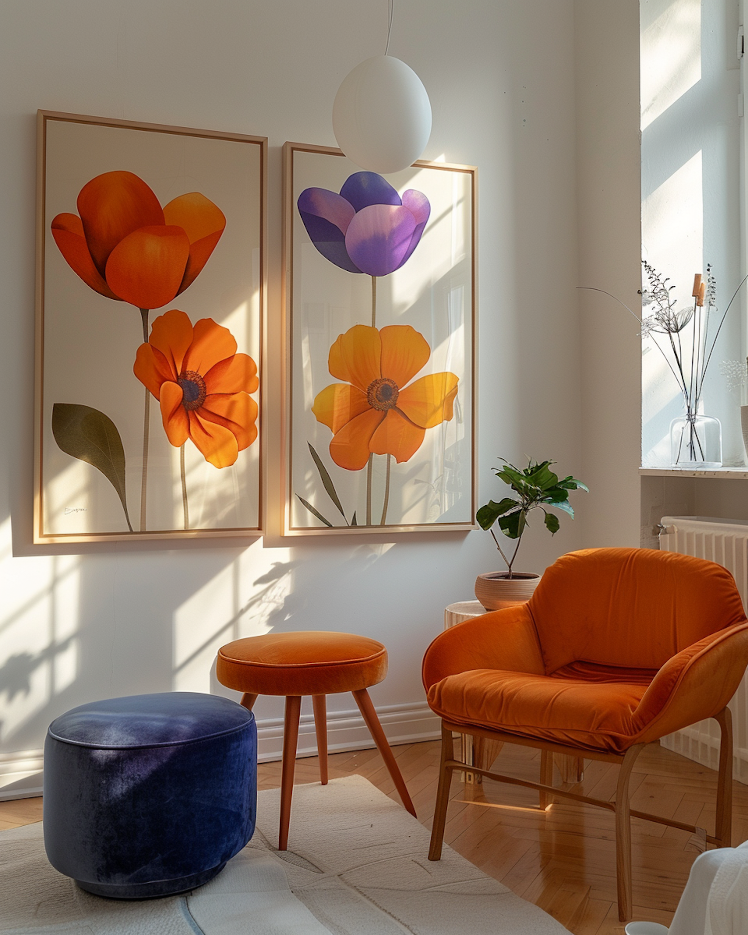 Cozy Interior with Floral Artworks