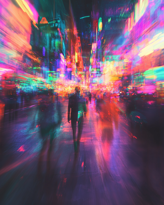 Vibrant Urban Scene with Neon Lights