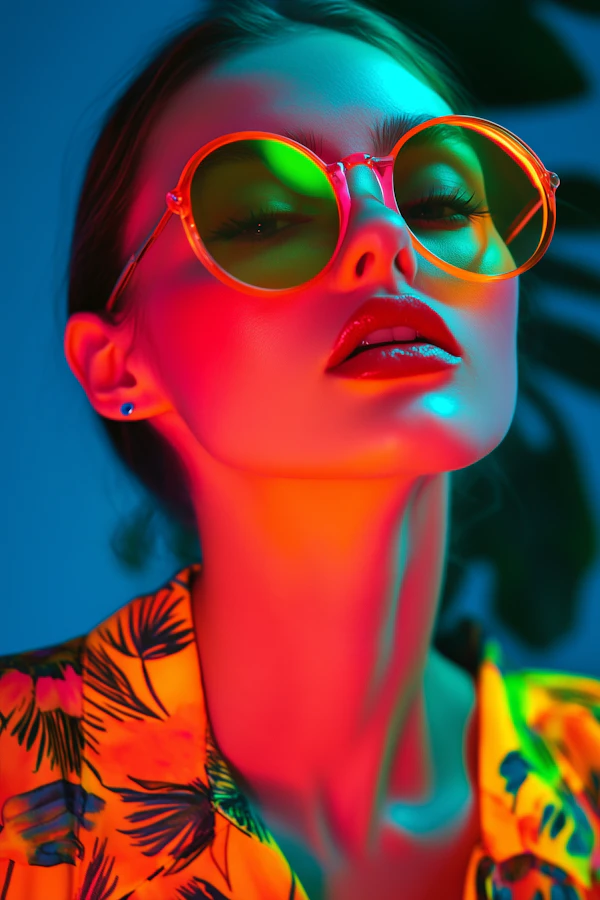 Neon Portrait of Woman