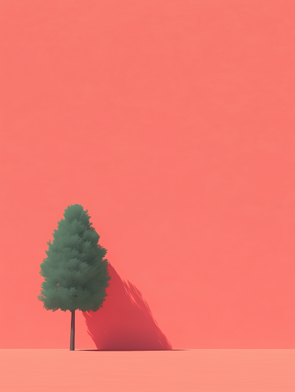 Solitary Pine Against Coral