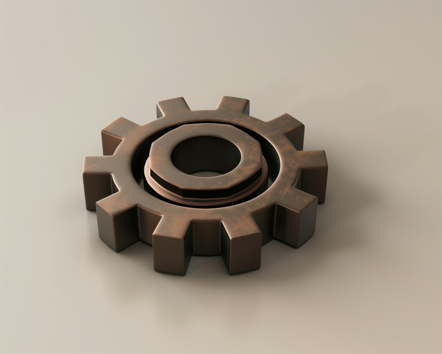 Rusty Gear on Neutral Background