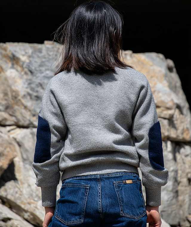 Person by Rocky Backdrop