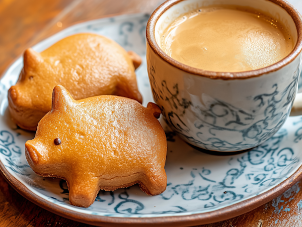 Cozy Breakfast with Pig-Shaped Pastries