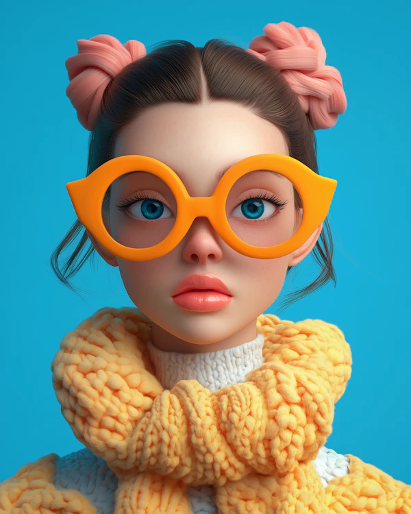 Stylized 3D Woman Portrait