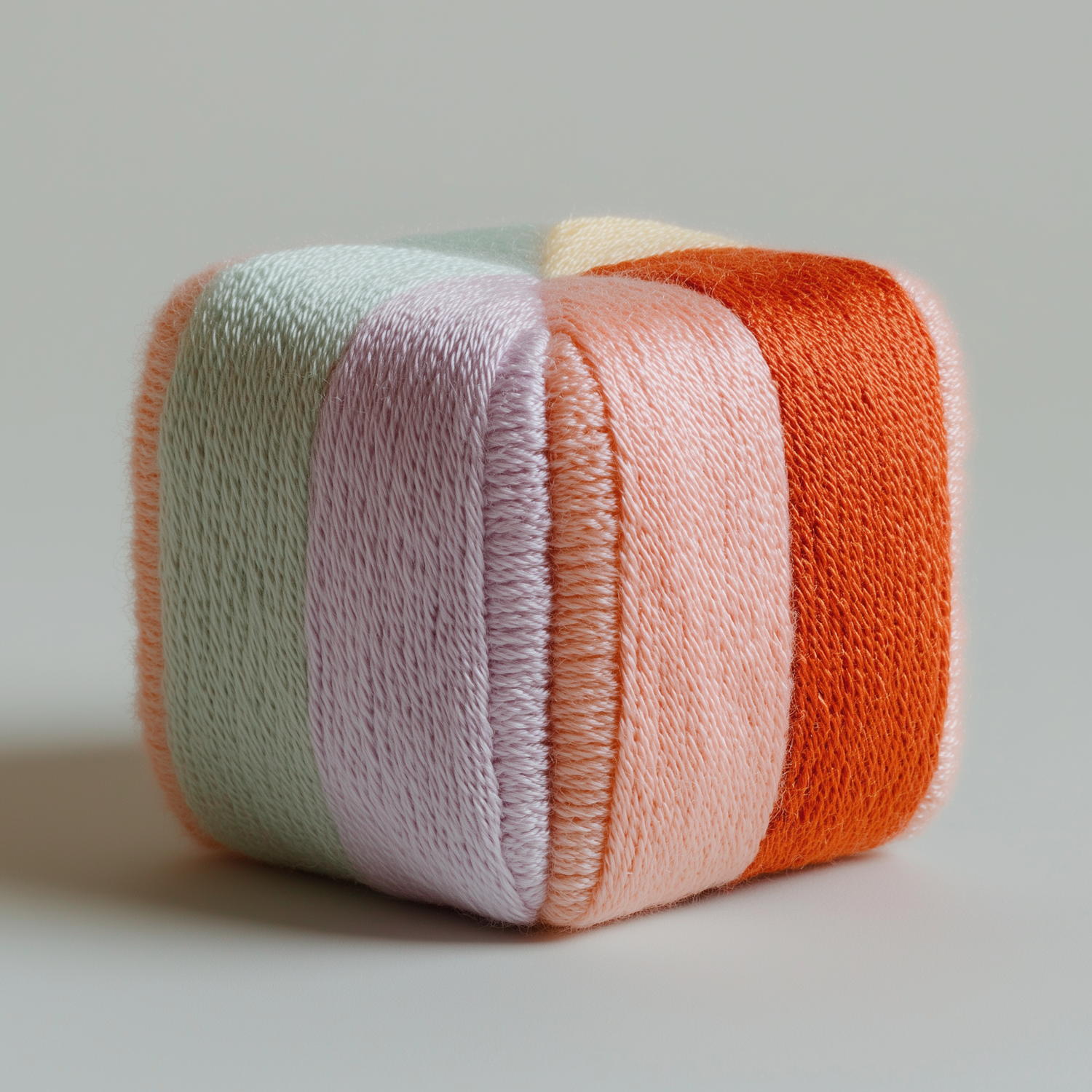 Colorful Yarn-Wrapped Cube