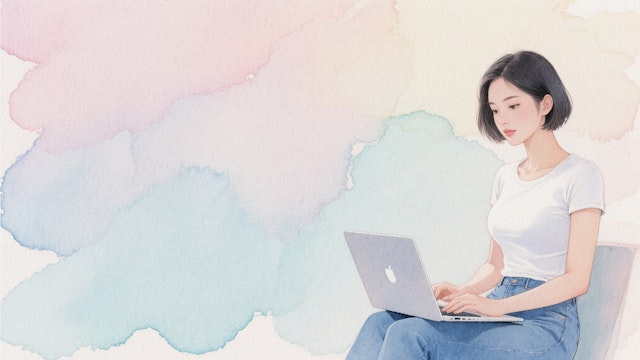 Focused Woman on Laptop