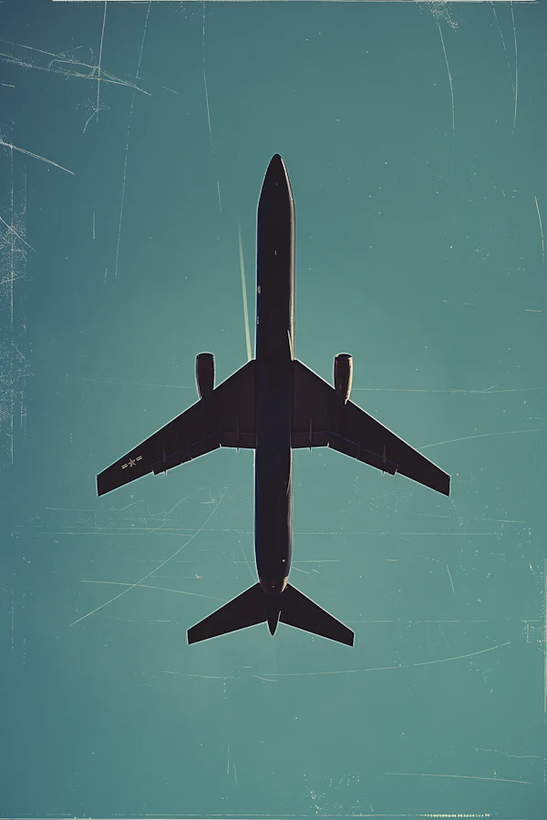 Airplane in Teal Sky
