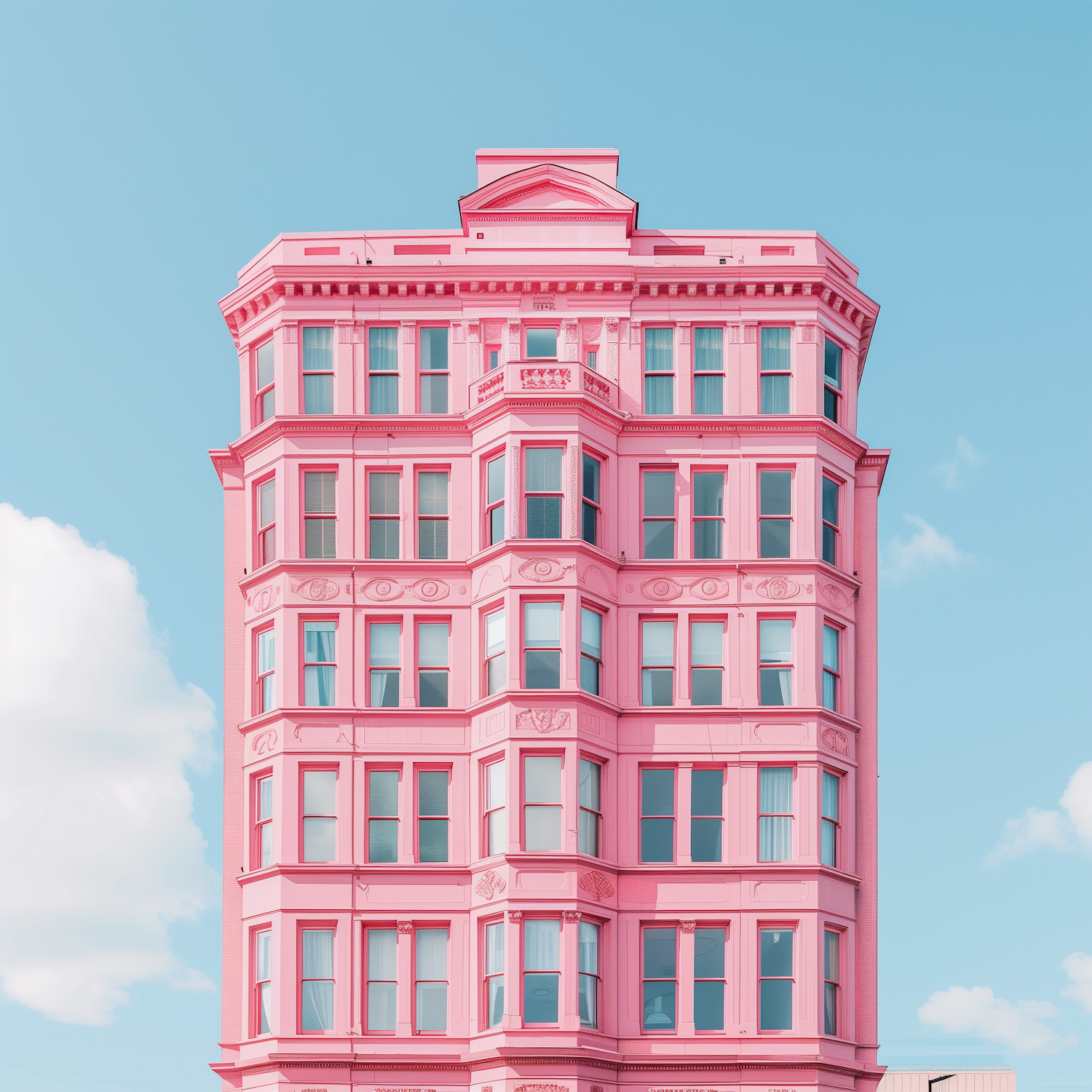 Ornate Pink Building Against Blue Sky