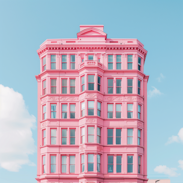 Ornate Pink Building Against Blue Sky