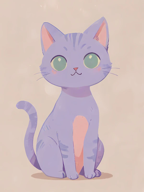 Charming Pastel Cat Illustration