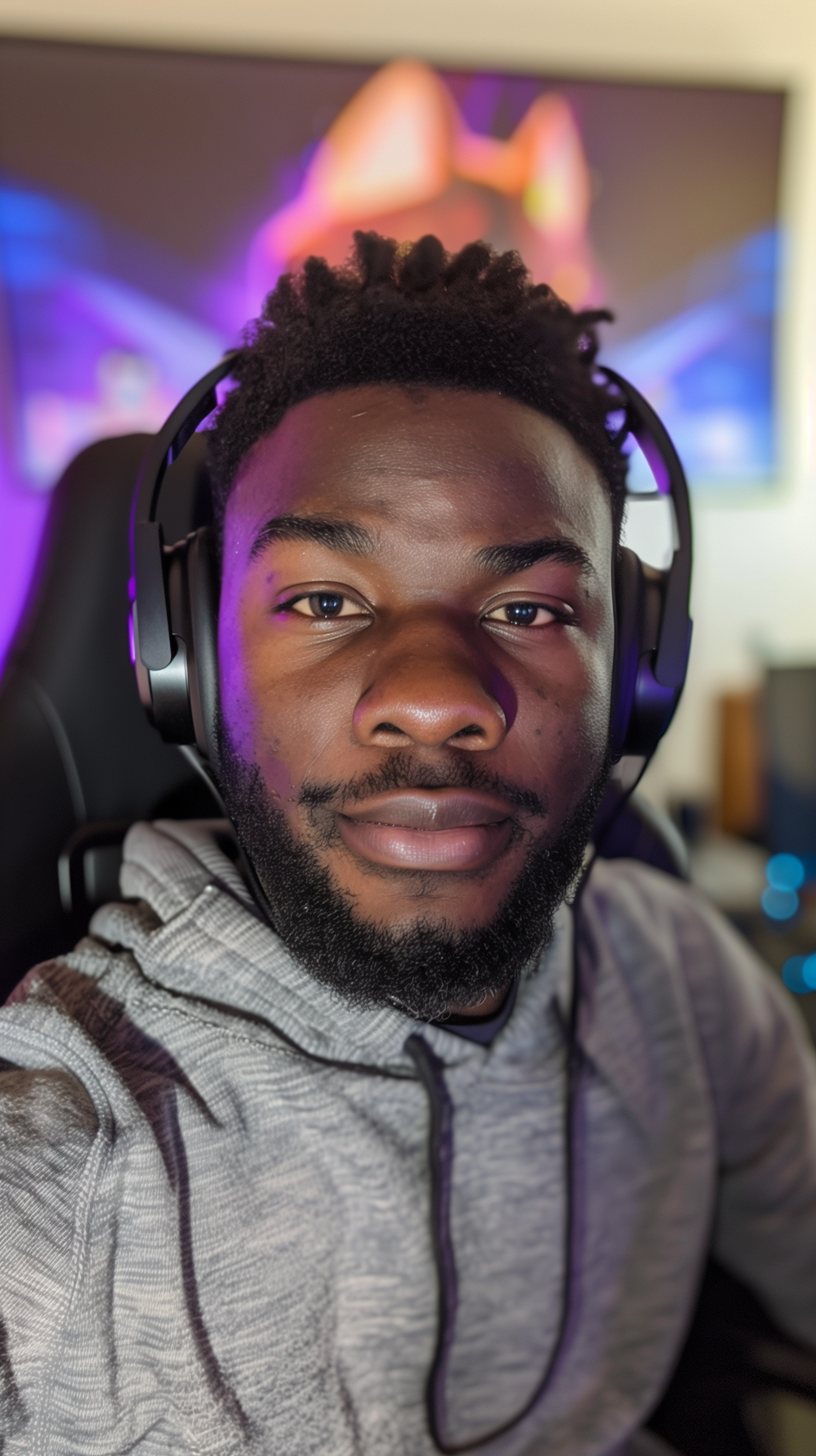 Close-Up Portrait of Young Man with Headset