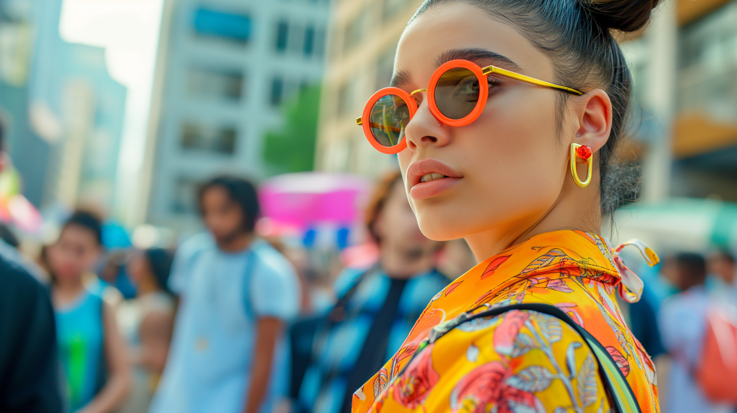 Stylish Woman with Orange Accessories