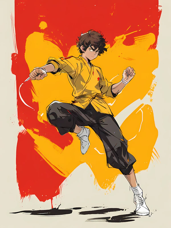 Dynamic Martial Artist Illustration