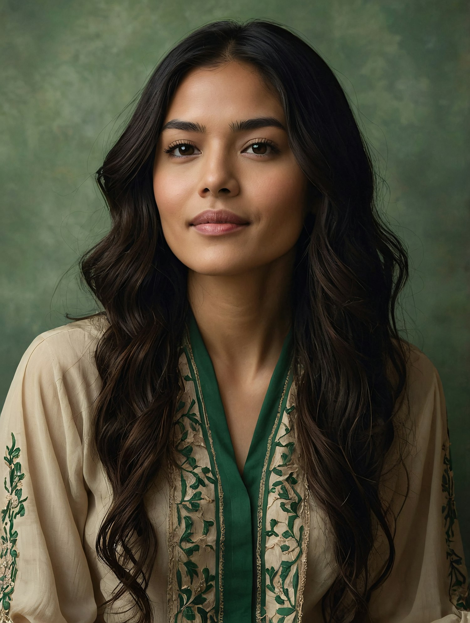 Portrait of a Woman in Embroidered Garment