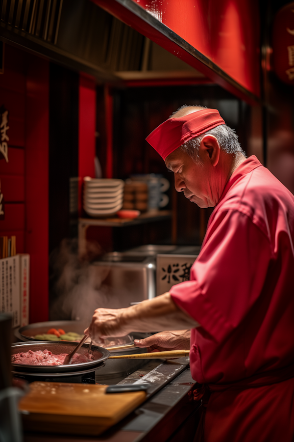 Asian Chef Preparing Traditional Cuisine