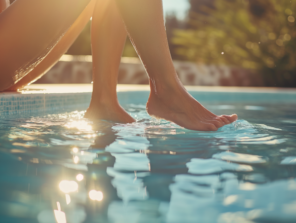 Sunlit Feet in Pool