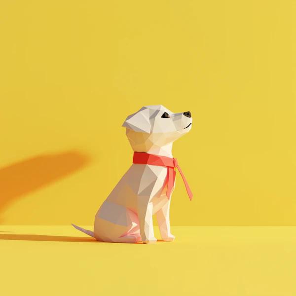 Geometric Low Poly Dog Illustration