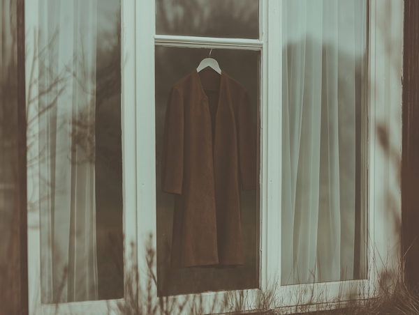 Brown Coat Hanging by Window