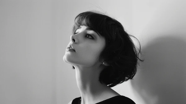 Contemplative Woman in Monochrome