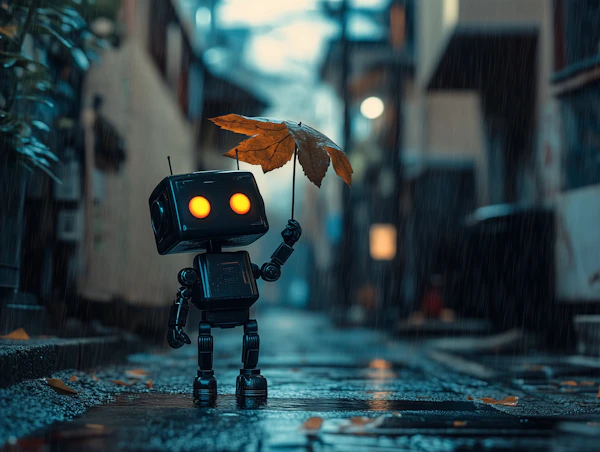 Robot in Rainy Alley