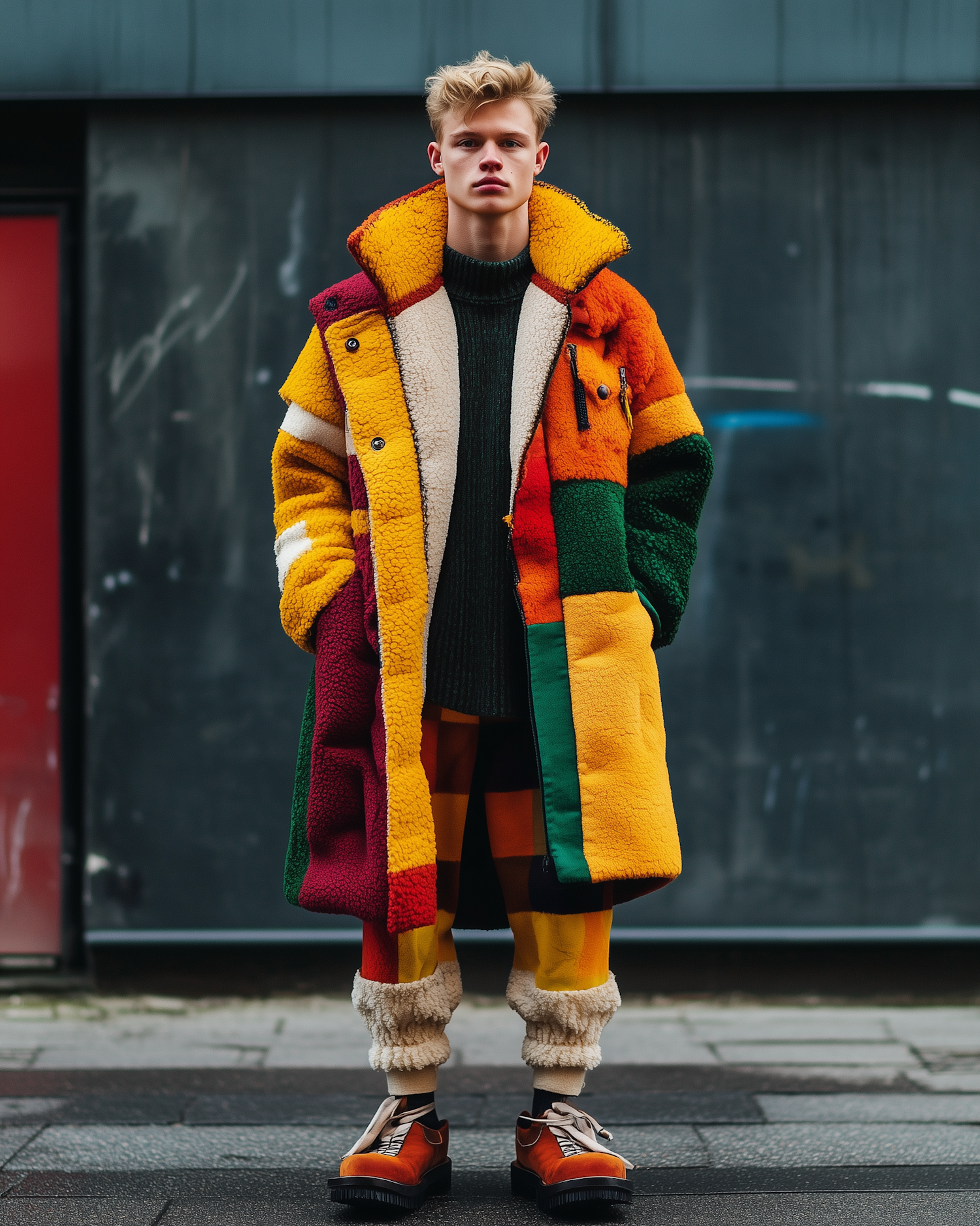 Young Man in Multicolored Coat