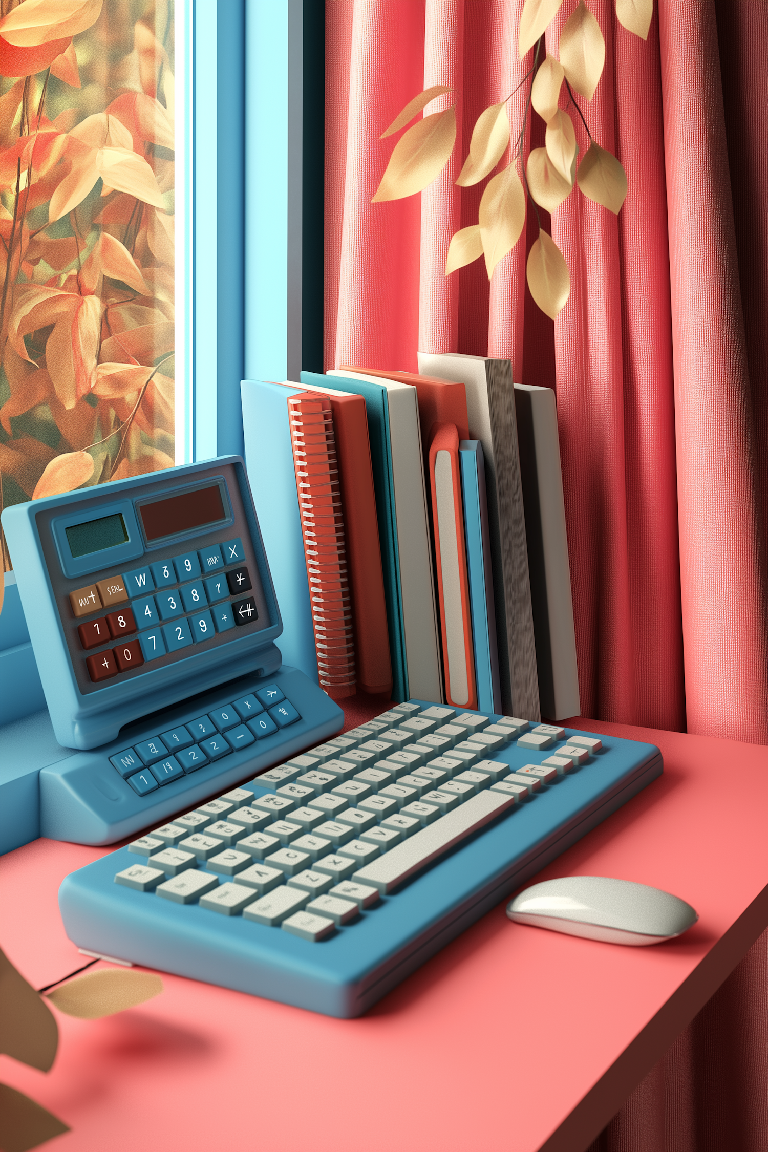 Pastel Colored 3D Digital Art Workspace