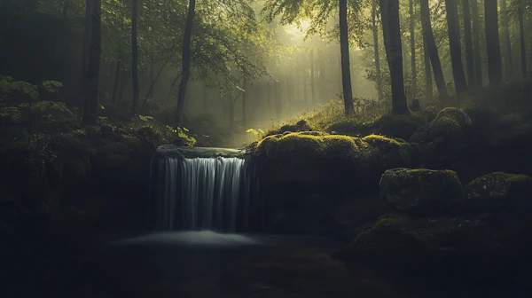 Serene Forest Waterfall