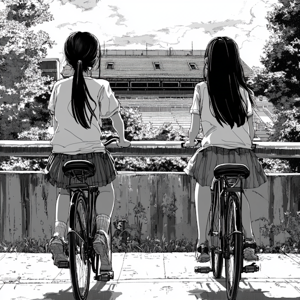 Serene Bicycle Ride Overlooking Stadium