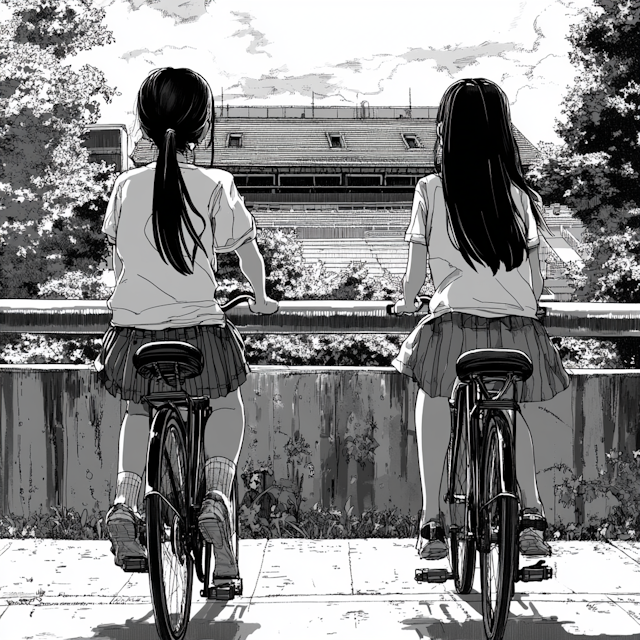 Serene Bicycle Ride Overlooking Stadium