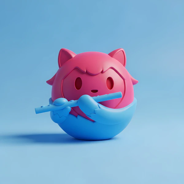 Cartoon Cat with Flute