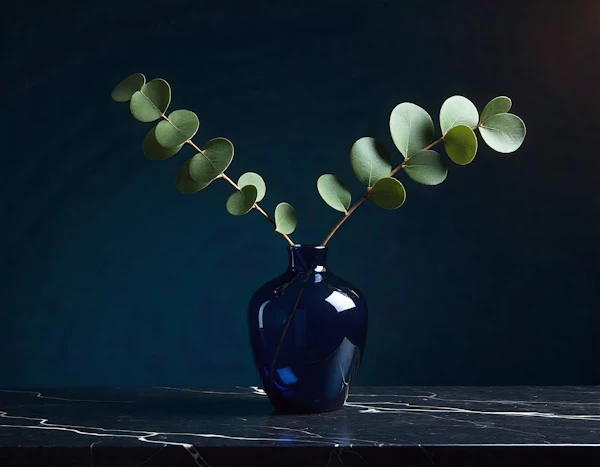 Eucalyptus in Blue Vase