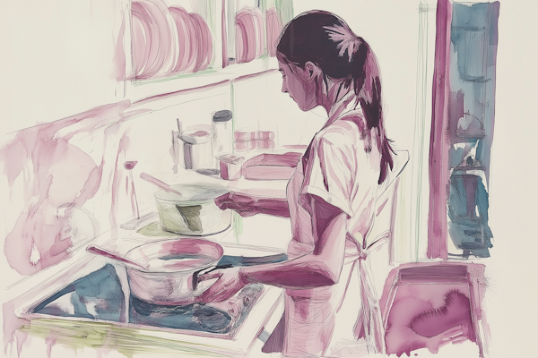 Serene Kitchen Scene Illustration