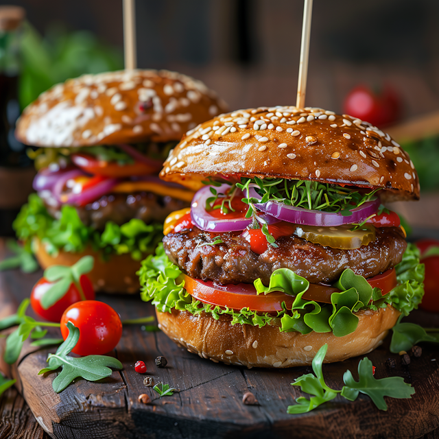 Appetizing Double Burger Display