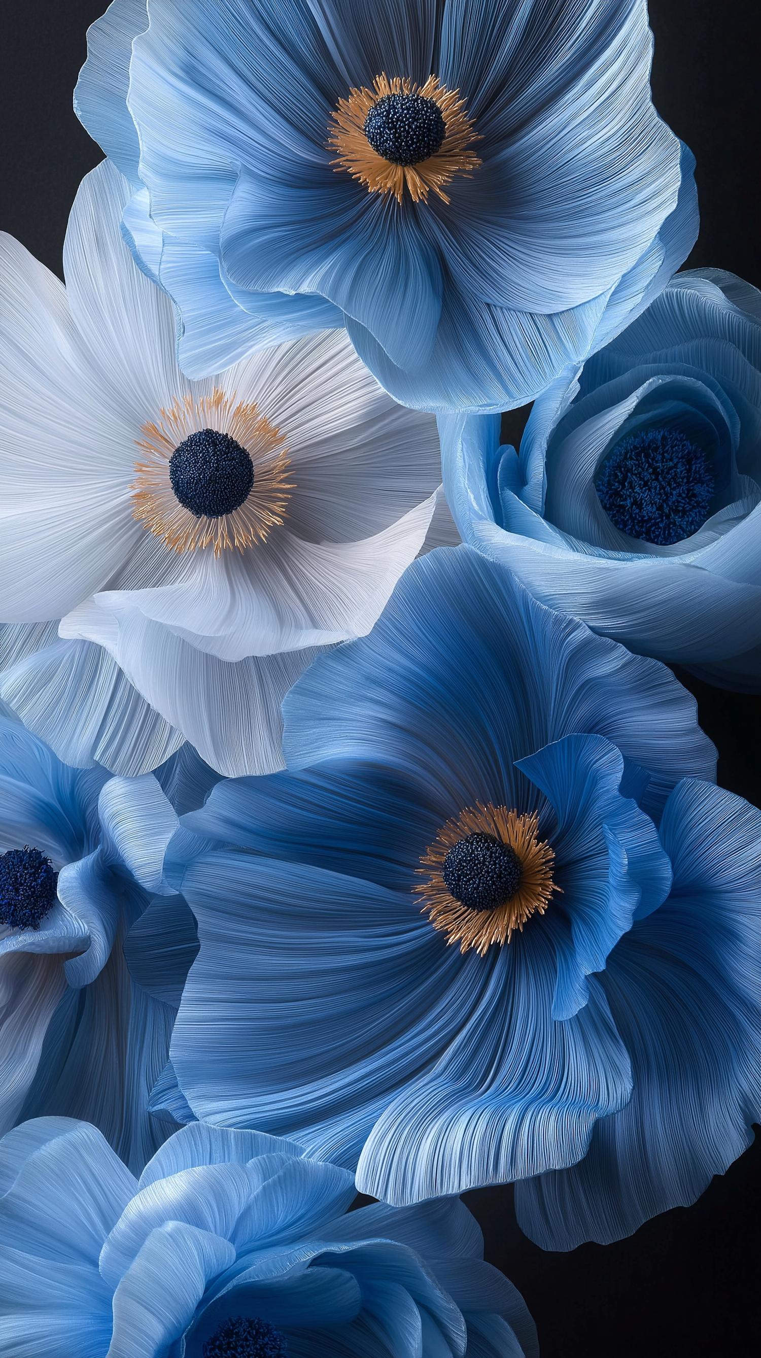 Stylized Blue Floral Arrangement