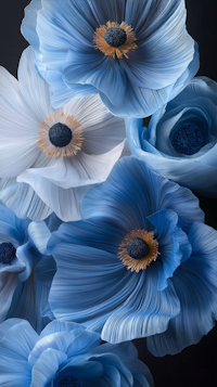 Stylized Blue Floral Arrangement