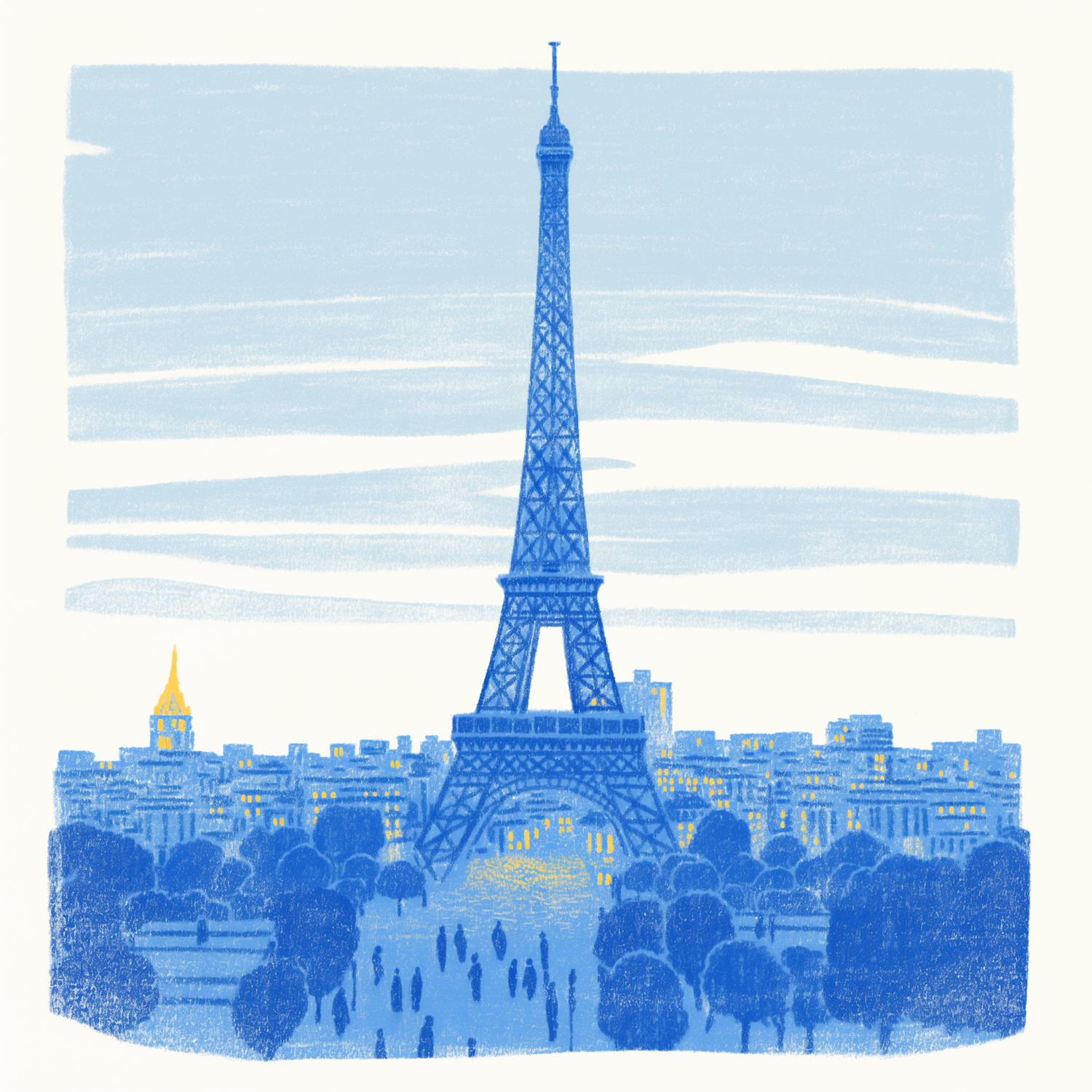 Stylized Eiffel Tower in Blue