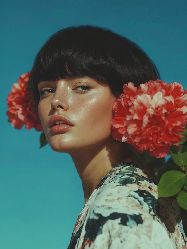 Serene Woman with Floral Adornment