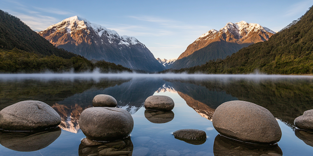 Serene Mountain Lake at Sunrise