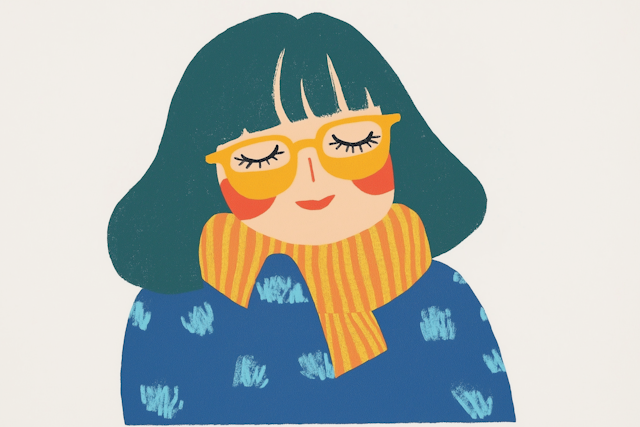 Stylized Portrait with Glasses and Scarf