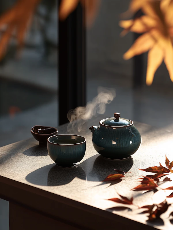 Serene Tea Set Scene