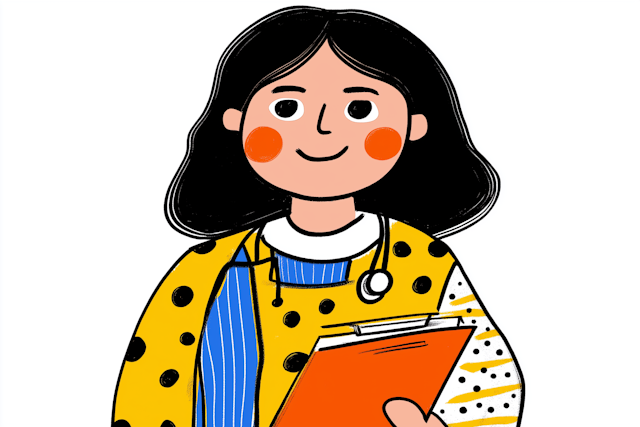 Smiling Woman with Book Illustration