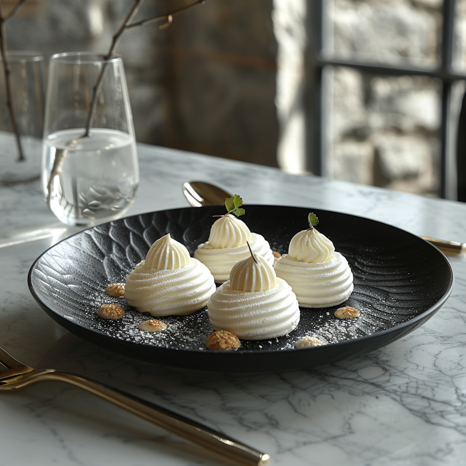 Elegant Meringue Desserts Presentation