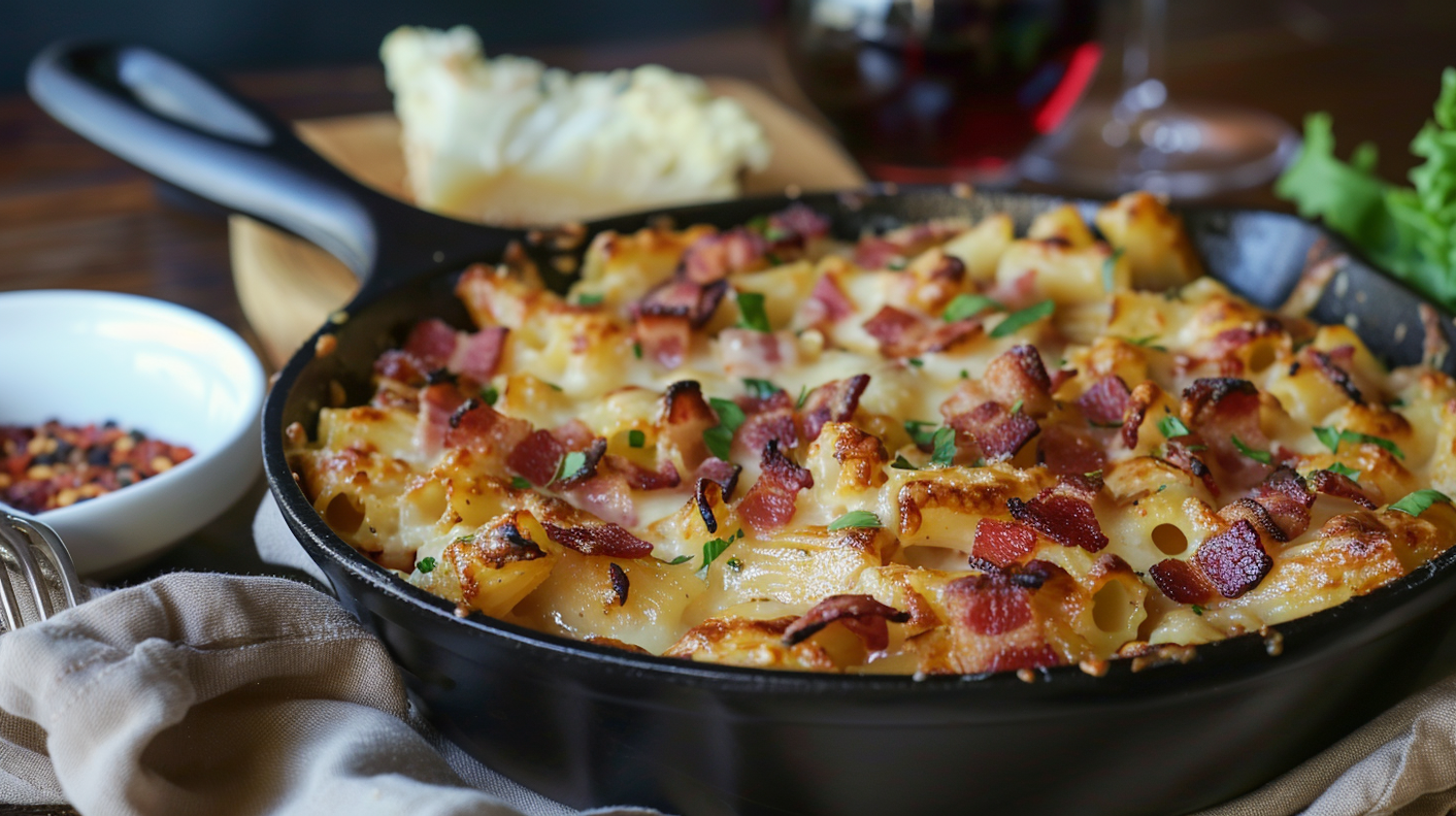 Freshly Baked Pasta Dish with Bacon