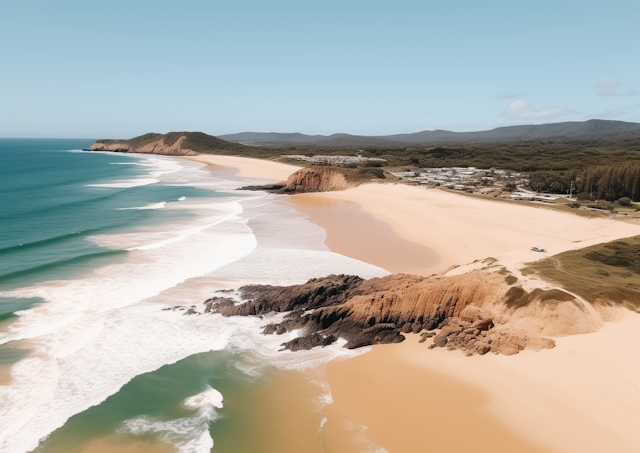 Tranquil Coastline Aerial View